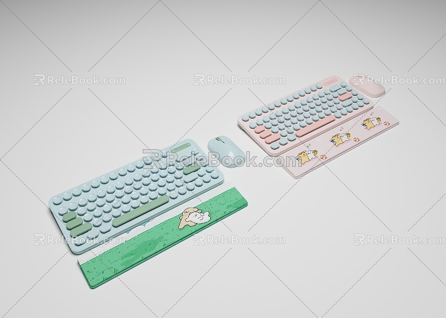 Cute keyboard office keyboard 3d model