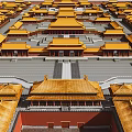 Traditional Ancient Architecture Complex With Yellow Tiled Roofs Red Walls And Symmetric Courtyards