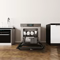 Modern Kitchen Interior With Dishwasher Cabinets Sink Countertop And Appliances