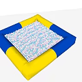Inflatable Play Equipment Kids Ball Pit with Blue and Yellow Borders Filled with Colorful Balls