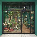 Charming Green Plant and Flower Store Interior With Fresh Flowers Decorative Paintings and Wooden Shelves