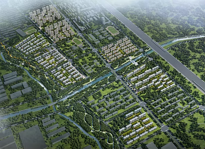 Modern Aerial View Urban Planning Aerial View 3d model
