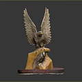 Eagle Sculpture Decorative Furniture Ornament With Spread Wings And Pink Base