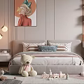 Cozy Modern Kids Room Interior With Stuffed Toys Study Desk Bookshelf And Decorative Painting