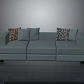 Modern Light Blue Sectional Sofa With Leopard Print And Solid Cushions