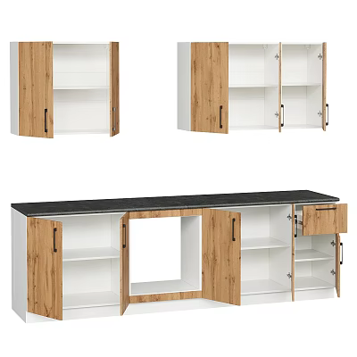 Modern Wooden Storage Cabinets With Multiple Doors White And Natural Wood Finish For Home Storage 3d model