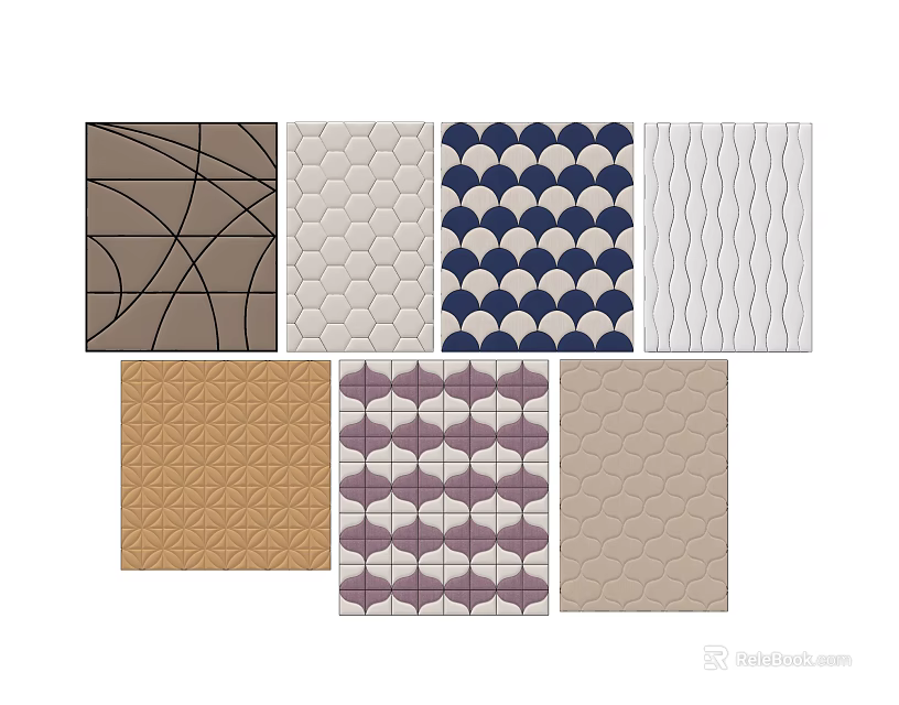 Soft Upholstery Panels With Various Geometric Patterns And Different Color Options 3d model 