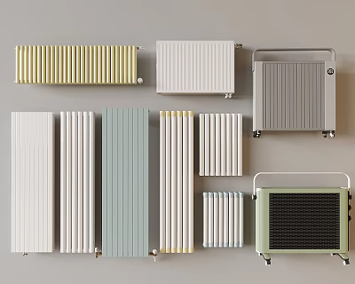 Different Types of Radiators in Multiple Colors and Modern Designs 3d model