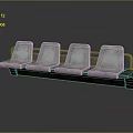 Industrial Four Seat Bench With Dark Metal Frame Upholstered Seats And Backrests
