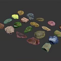 Assorted Wood And Stone Material Samples With Various Colors And Natural Textures 3d model