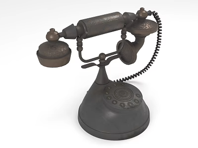 Vintage Telephone With Rotary Dial And Coiled Cord As Classic Daily Electrical Appliance 3d model