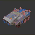 Gray Armored Military Tank 809 With Six Wheels Blue Orange Details And Sensors