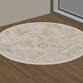 Beige Round Rug With Intricate Floral Pattern For Living Room On Wooden Floor