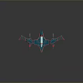 Futuristic 3D Aircraft Model With Blue Red Sleek Geometric Structure Design