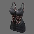 Women's Black Sleeveless Shapewear Corset With Lace Design And Front Zipper