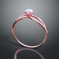Rose Gold Ring With Twisted Band Central Diamond And Small Diamonds