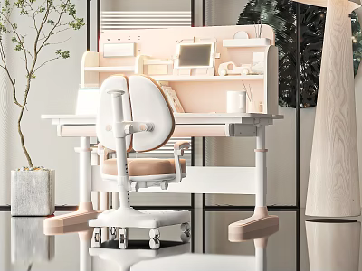 Modern Adjustable Children's Chair With Study Desk And Minimalist Home Decor 3d model