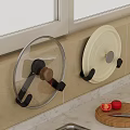 Wall Mounted Glass And White Pot Lids Holder For Kitchen Cookware Organization