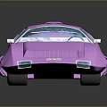 Purple Streamlined Car With Blue Windows And Glossy Finish On Dark Background With Reflection