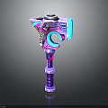 Sci Fi Mechanical Hammer Design With Purple Pink Blue Accents And Intricate Details