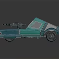 Futuristic Teal Concept Car With Unique Silhouette And Exposed Engine Parts