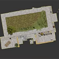Stone Structure Open Space Design With Green Roof Seating Area And Decorative Items