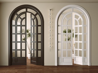 French American Style Door Glass Door Swing Door Wooden Door Double Door Interior Door 3d model