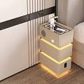 Modern Smart Nightstand With Wireless Charging Ambient LED Light Bluetooth Speaker And Large Storage Drawers