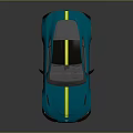 Modern Blue Sports Car Featuring Yellow Stripe And Black Roof Design