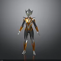 Futuristic Humanoid Character In Sleek Silver Orange Armor With Glowing Head