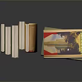 Vintage Books as Daily Living Essentials with Various Color Covers Stacked and One Lying