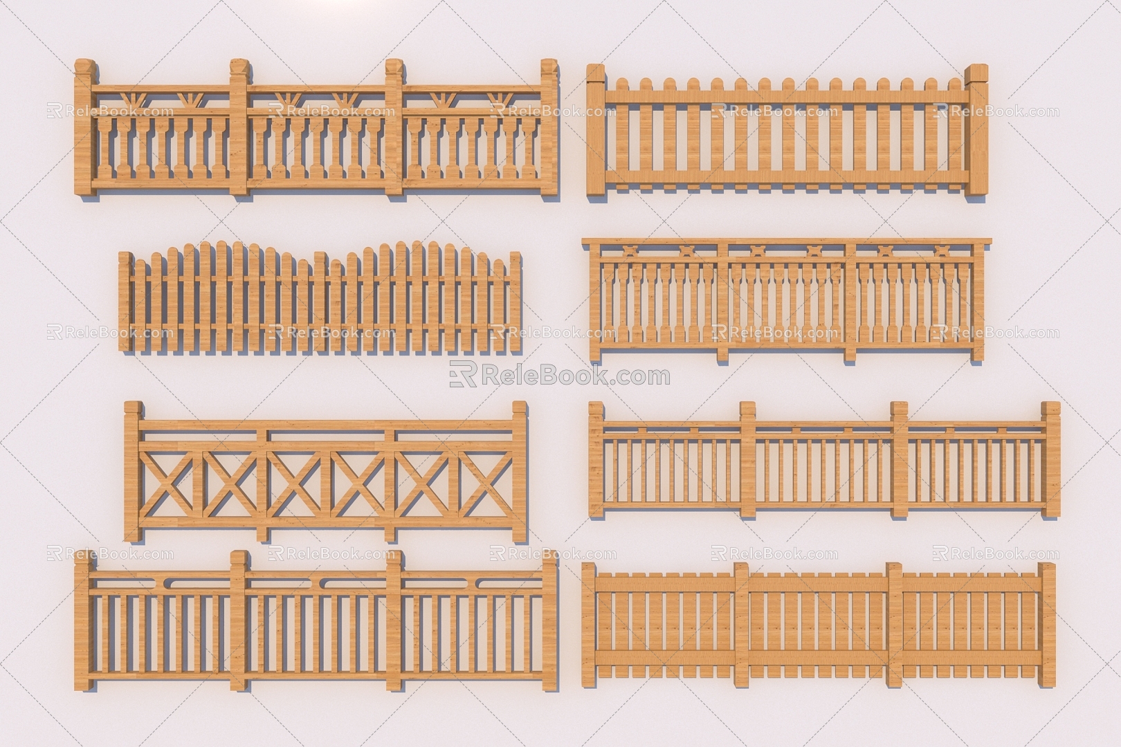 Chinese Guardrail Railing Fence Wooden Railing Railing Railing 3d model