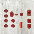 Traditional Red Chinese Lanterns With Fu Character Hanging Decorations Various Styles