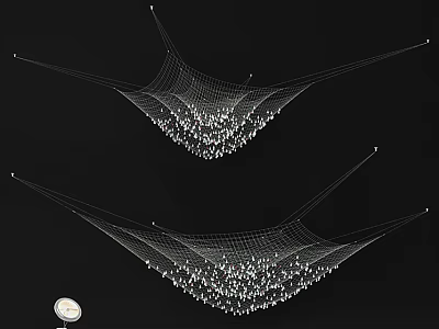 Modern Hanging Chandeliers With Net Like Structure And Small Light Bulbs 3d model