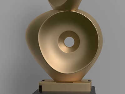 Golden Abstract Decorative Ornament Set With Circular Hole And Modern Base 3d model