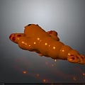 Orange Playful Creature Figure With Segmented Body And Red Spots On Dark Background Design 3d model