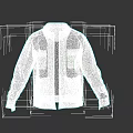 White Collared Jacket With Long Sleeves Two Pockets Open Front Simple Design 3d model