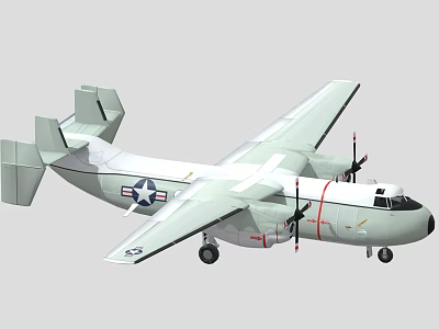Military Fighter Jet With US Air Force Insignia Twin Propellers And Light Gray Body Design 3d model