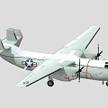 Military Fighter Jet With US Air Force Insignia Twin Propellers And Light Gray Body Design