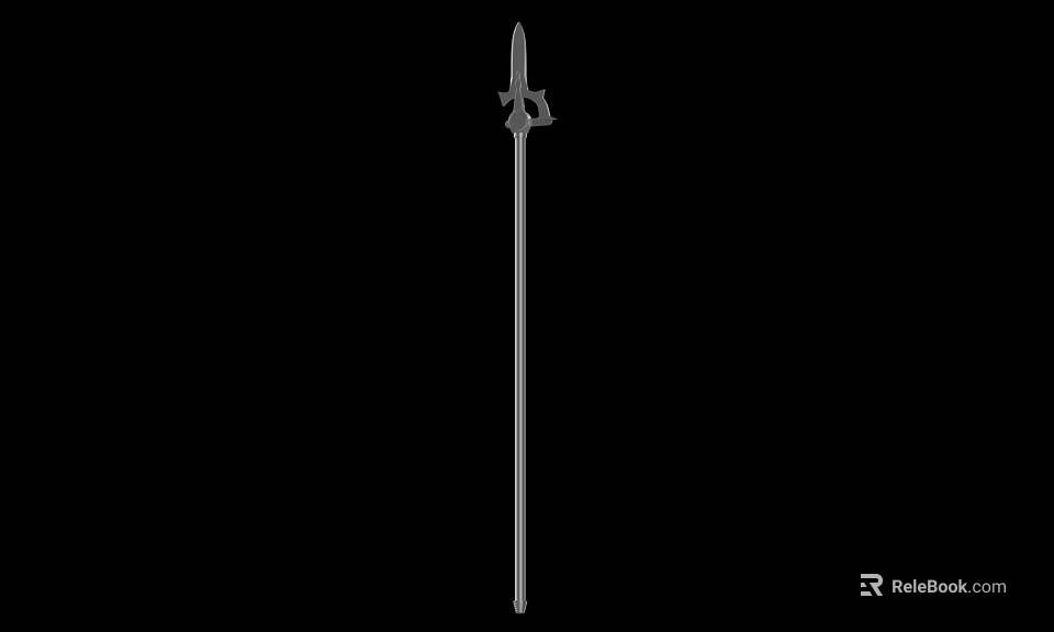 Medieval Metal Spear Design With Sharp Spearhead And Long Shaft 3d model 
