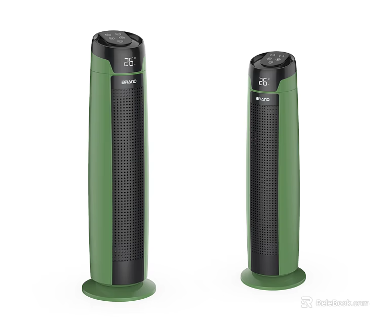 BIONAIRE Green Tower Fans With 26 Degrees Digital Display For Home Cooling 3d model 