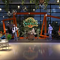 Interactive Area With Live Band Performance At Tulum Festival Greenery Decor And Lighting