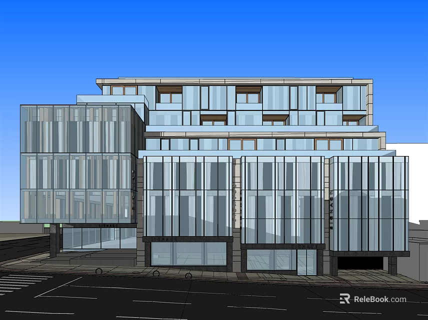 Modern Office Building Exterior With Glass Facade And Contemporary Architectural Design 3d model 