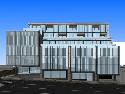 Modern Office Building Exterior With Glass Facade And Contemporary Architectural Design 3d model