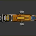 Futuristic Sci Fi Spaceship 3D Model With Orange Yellow Metallic Exterior And Detailed Cockpit