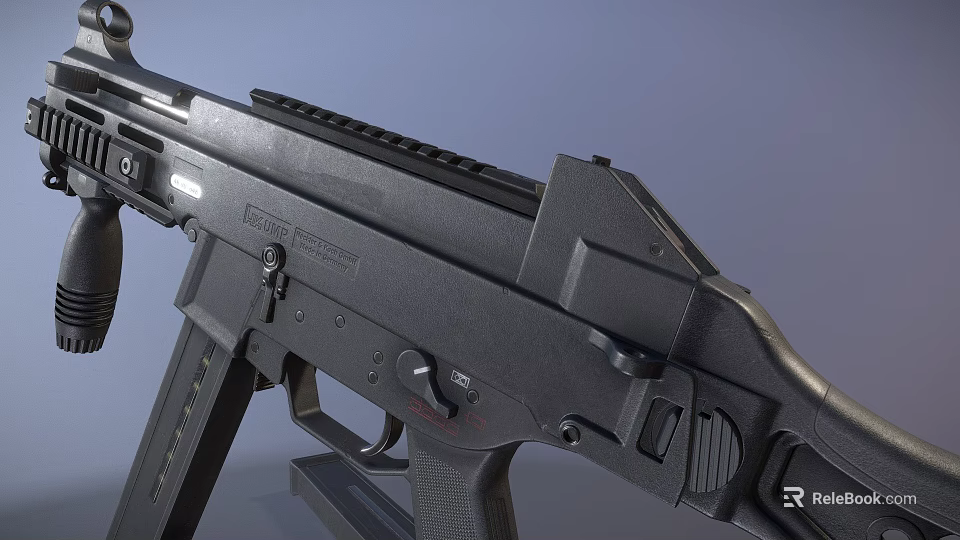Black Tactical Rifle With Rail System Ergonomic Grip And Detachable Magazine 3d model 