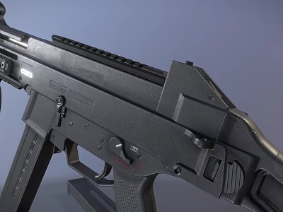 Black Tactical Rifle With Rail System Ergonomic Grip And Detachable Magazine 3d model