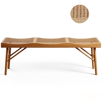 Rattan Bench Low Stool Sofa Stool 3d model