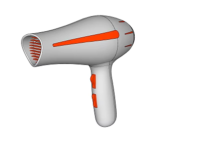 White Handheld Hair Dryer With Orange Accents And Modern Design For Daily Use 3d model