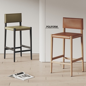 poliform Modern Bar Chair Solid Wood Bar Chair Leather Bar Chair 3d model